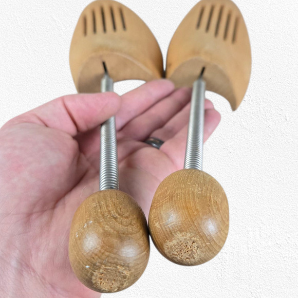 1980s Vintage Wooden Shoe Stretchers Large Size Spring Loaded West Germany Made - Picture 6 of 7